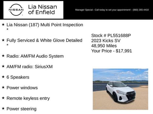 Aspen White 2023 Nissan Kicks SV