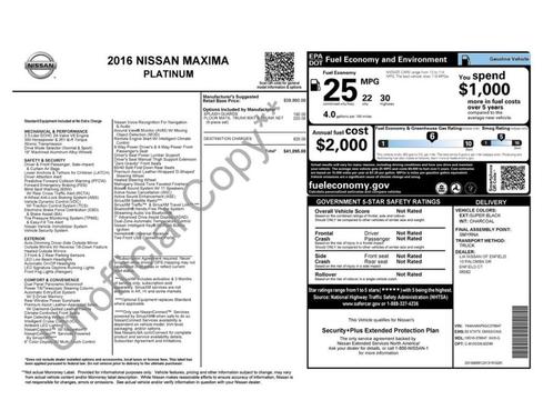 2016 Nissan Maxima 3.5 Platinum