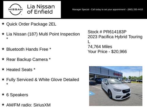 Bright White Clearcoat 2023 Chrysler Pacifica Hybrid Touring L