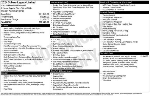 Crystal Black Silica 2024 Subaru Legacy