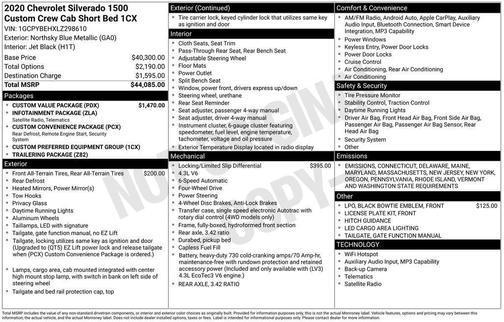 2020 Chevrolet Silverado 1500 Custom