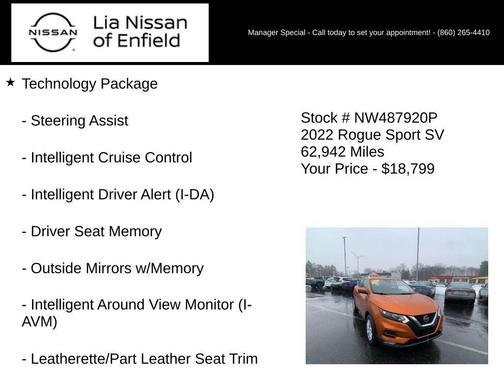 Monarch Orange 2022 Nissan Rogue Sport SV