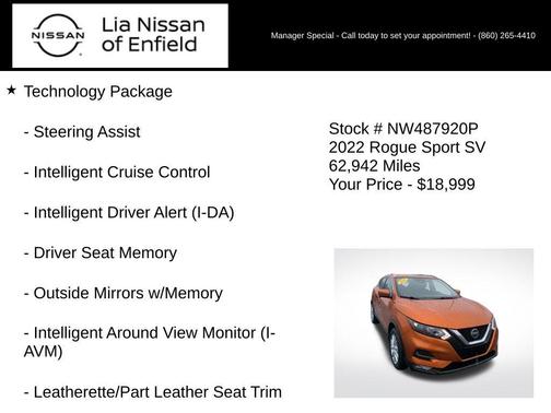 Monarch Orange 2022 Nissan Rogue Sport SV