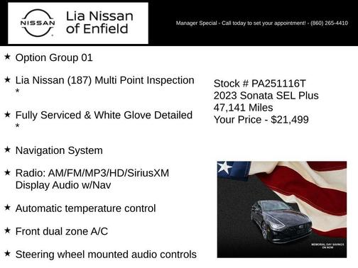 Onyx Black 2023 Hyundai SONATA SEL Plus
