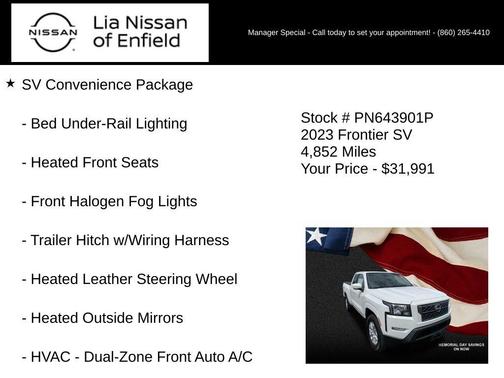Glacier White 2023 Nissan Frontier SV