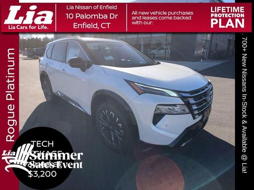 White / Black 2025 Nissan Rogue Platinum