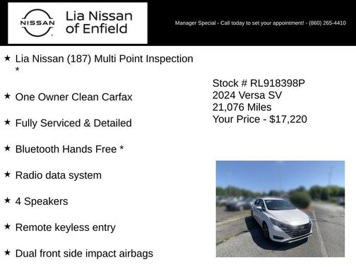 Aspen White 2024 Nissan Versa 1.6 SV