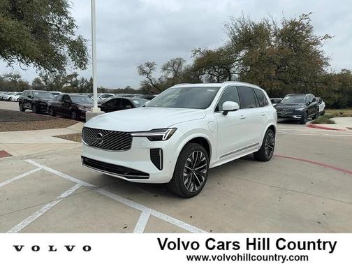 Crystal White Pearl 2026 Volvo XC90 Plug-In Hybrid Plus, T8 AWD, Electric/Gasoline, Bright, 7 Seats
