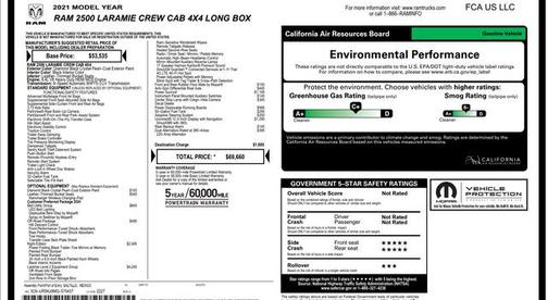 2021 RAM 2500 Laramie Crew Cab 4x4 8' Box