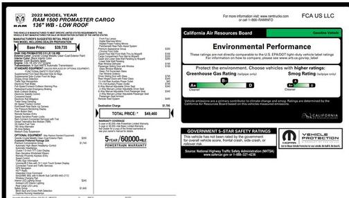 2022 RAM ProMaster 1500 Low Roof