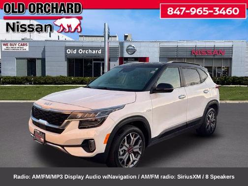Clear White/Black Roof 2023 Kia Seltos SX Turbo