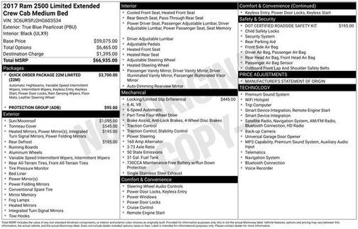 2017 RAM 2500 Limited Mega Cab 4x4 6'4' Box