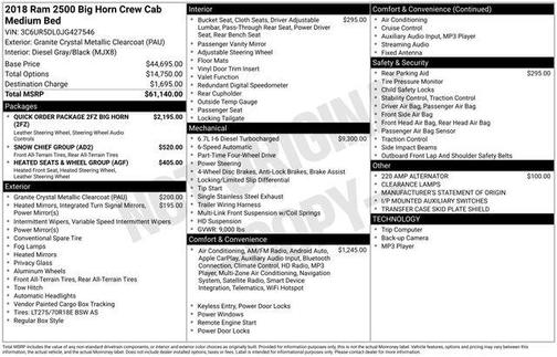 Granite Crystal Metallic Clearcoat 2018 RAM 2500 Big Horn Crew Cab 4x4 6'4' Box