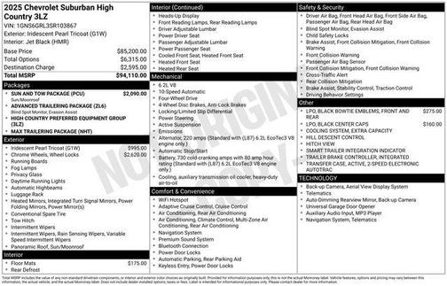 Iridescent Pearl Tricoat 2025 Chevrolet Suburban 4WD High Country