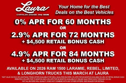 Bright White Clearcoat 2026 RAM 1500 Laramie