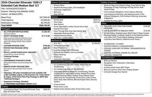Sterling Gray Metallic 2026 Chevrolet Silverado 1500 LT