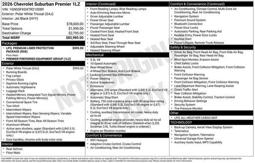 Polar White 2026 Chevrolet Suburban Premier
