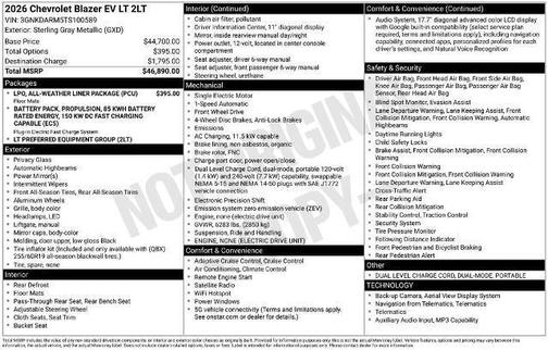 Sterling Gray Metallic 2026 Chevrolet Blazer EV LT