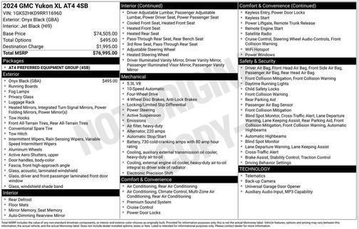 Onyx Black 2024 GMC Yukon XL AT4