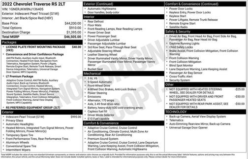Iridescent Pearl Tricoat 2022 Chevrolet Traverse RS