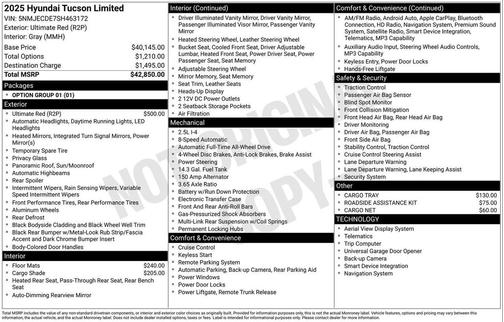 Ultimate Red 2025 Hyundai TUCSON Limited