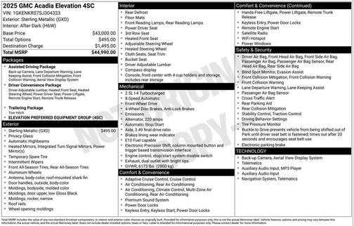 2025 GMC Acadia FWD Elevation