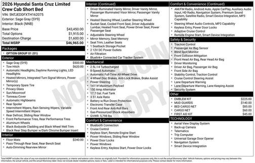 2026 Hyundai SANTA CRUZ Limited