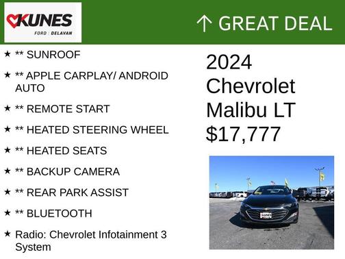 Mosaic Black Metallic 2024 Chevrolet Malibu LT