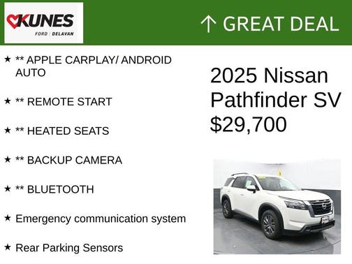 Glacier White 2025 Nissan Pathfinder SV