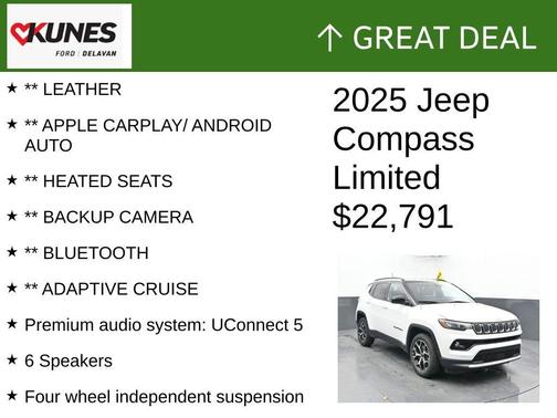 Bright White Clearcoat 2025 Jeep Compass Limited