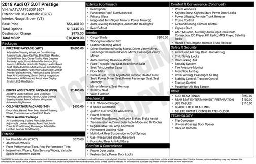 2018 Audi Q7 3.0T Prestige