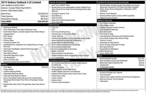2019 Subaru Outback 2.5i Limited
