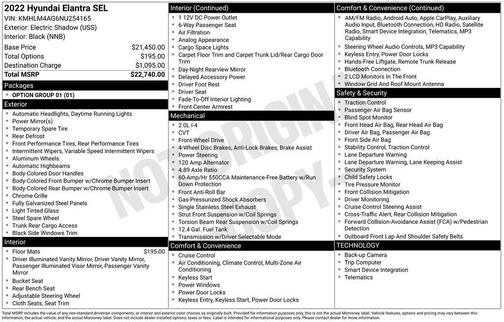 2022 Hyundai ELANTRA SEL