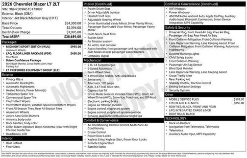 Black 2026 Chevrolet Blazer 2LT