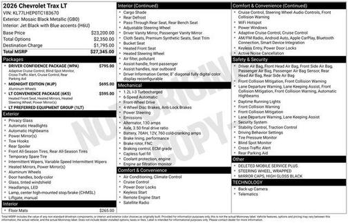 Mosaic Black Metallic 2026 Chevrolet Trax LT