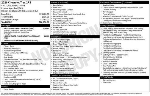 Apex Red 2026 Chevrolet Trax FWD 2RS