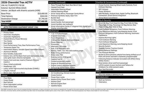 Summit White 2026 Chevrolet Trax FWD ACTIV