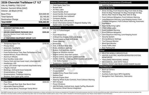 Summit White 2026 Chevrolet Trailblazer LT