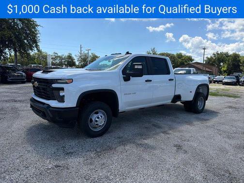 Summit White 2026 Chevrolet Silverado 3500 Crew Cab, Long Bed, WT Dual Rear Wheel, RWD