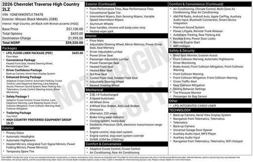 2026 Chevrolet Traverse High Country