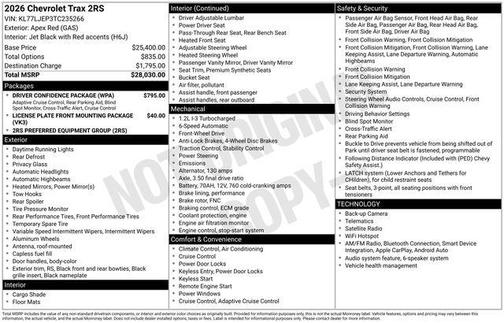 Apex Red 2026 Chevrolet Trax FWD 2RS