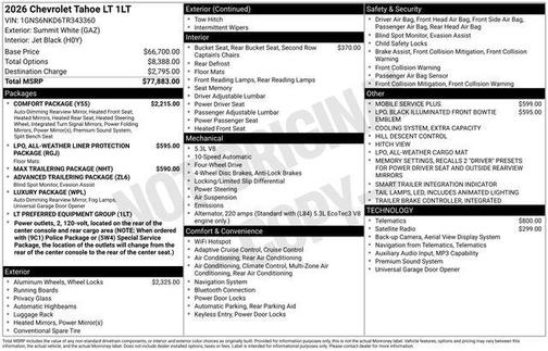 Summit White 2026 Chevrolet Tahoe LT