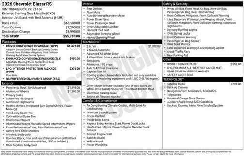 Sterling Gray Metallic 2026 Chevrolet Blazer RS