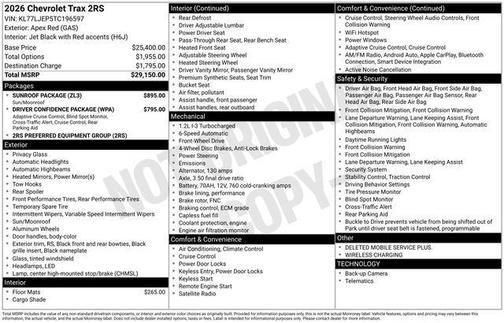 Apex Red 2026 Chevrolet Trax FWD 2RS