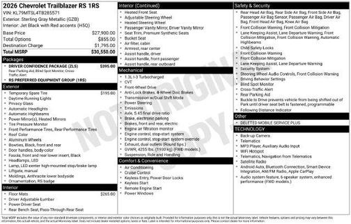 Sterling Gray Metallic 2026 Chevrolet Trailblazer RS