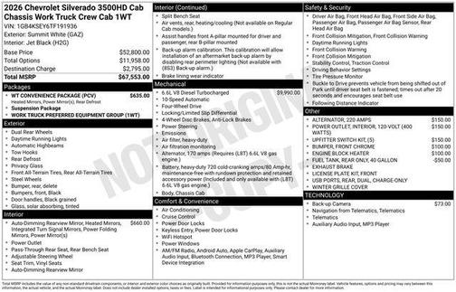Summit White 2026 Chevrolet Silverado 3500 WT