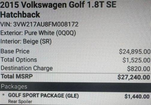 2015 Volkswagen Golf Auto TSI SE
