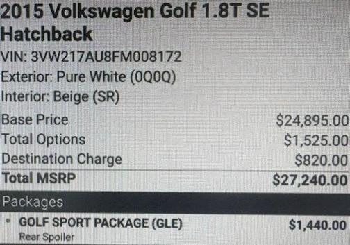 2015 Volkswagen Golf Auto TSI SE