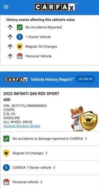 2022 INFINITI Q60 3.0t Red Sport 400