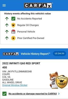 2022 INFINITI Q60 3.0t Red Sport 400